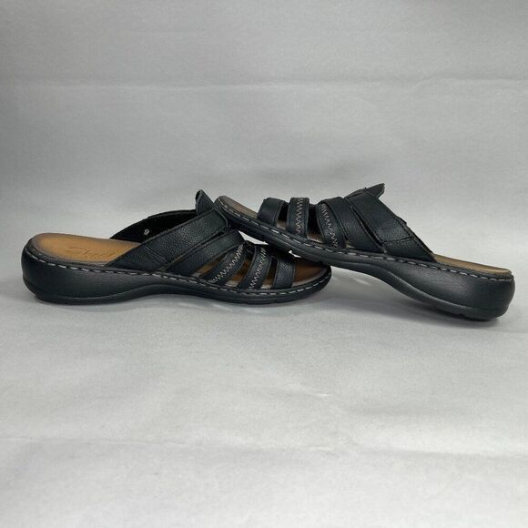 Skechers Sandals Women's Size 9 Luxe Foam Black Leather Slide Flip Flops‎ - Picture 7 of 12